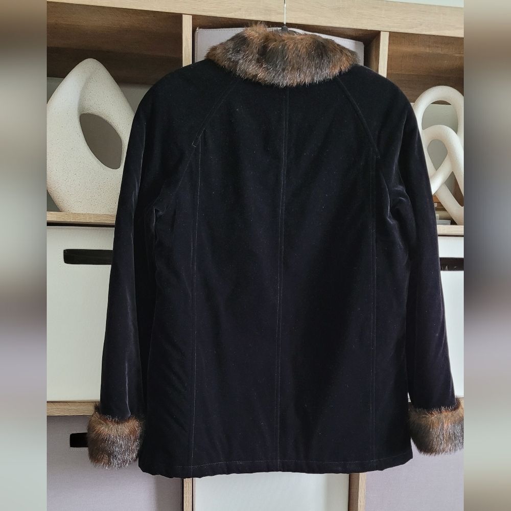 Black GALLERY Jacket with Faux Fur Trim Size Small - Picture 16 of 16